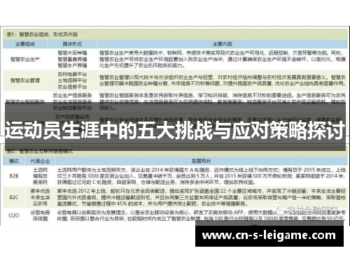 运动员生涯中的五大挑战与应对策略探讨